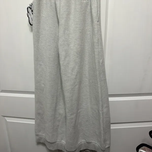 Boys Lie Women's Gray Wide-Leg Fleece Sweatpants Logo Split Hem Elastic Waist - Image 8