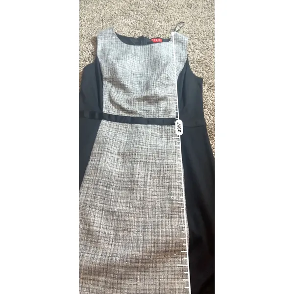 ELLE Womens‎ Grey Tweed Colorblock Sleeveless Sheath Work Dress Size 4 Black - Image 6