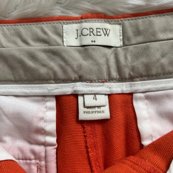 J. Crew Chino Shorts Womens Size 4 Orange 100% Cotton Preppy Summer Flat Front - Image 4