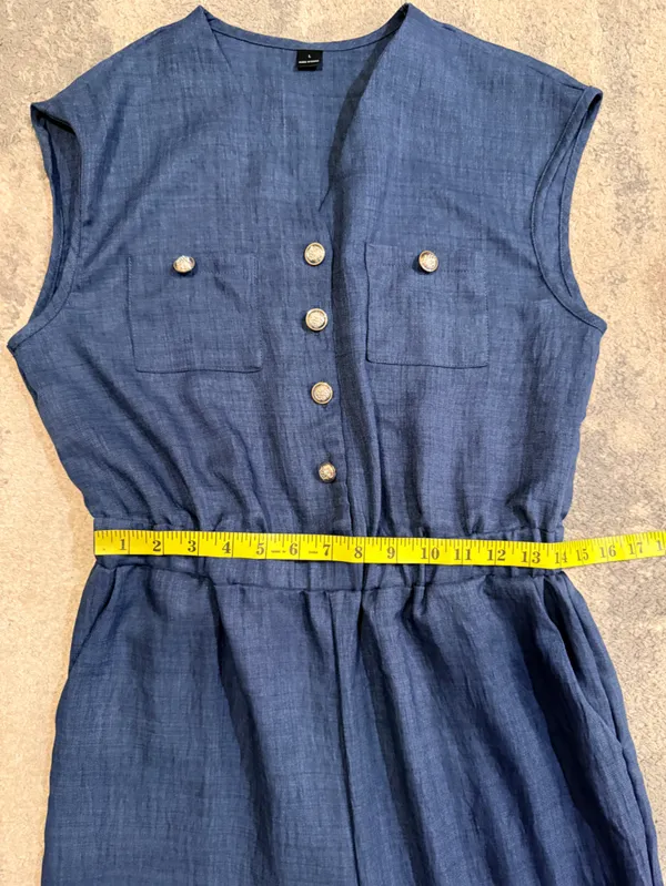 SHEIN Navy Blue Button-Front Jumpsuit - Image 7