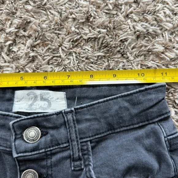 Free People Sabrina Button Front High Waisted Skinny Washed Black Gray Size 25 - Image 13