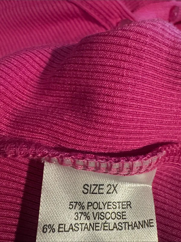 Vigilo Women's Fuchsia casual ribbed Long-Sleeve Top 2x NWT - Image 6