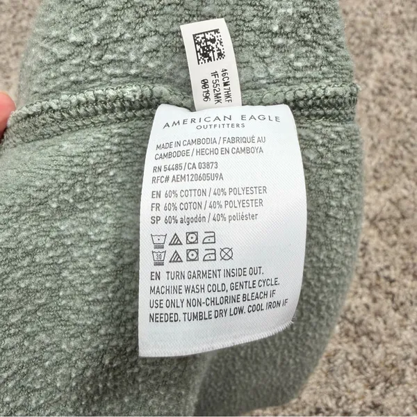 American Eagle Oversized Cropped Wyoming Pullover Sweatshirt Green Medium M - Image 6