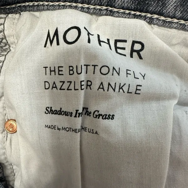 Mother Button Fly Dazzler Ankle Jeans Womens 26 Shadows In The Grass Gray Heart - Image 7