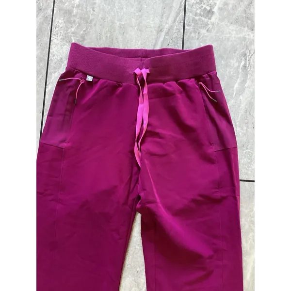 FIGS Scrub Pants Womens XXS Tall Magenta Boston Slim Jogger Medical Zip Pockets - Image 3