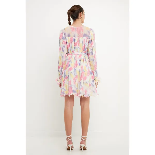 New! Endless Rose Tie-Dye Chiffon‎ Pleated Mini Dress, XS - Image 4