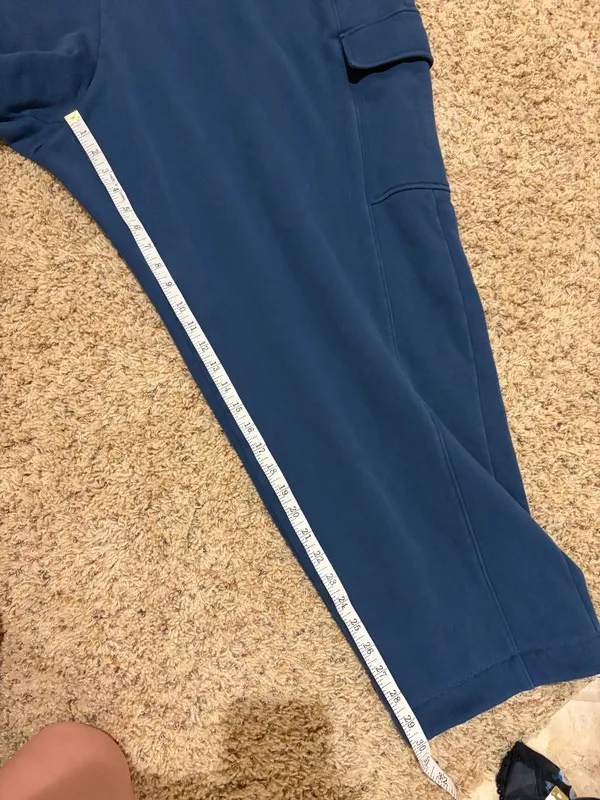 Girlfriend Collective Cargo Sweatpants Blue Straight Leg - Image 16
