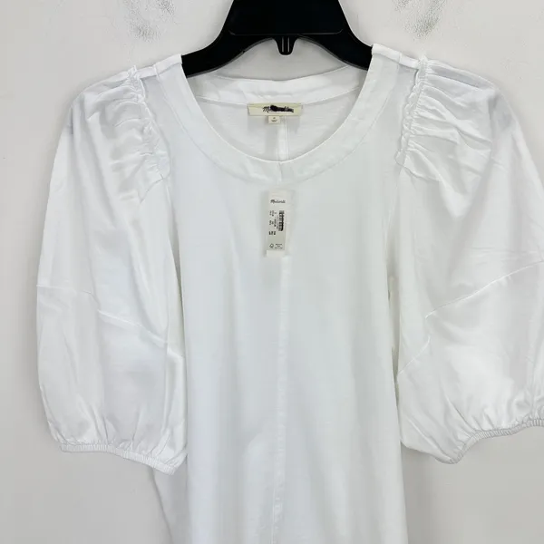 J.Crew Madewell Puff Sleeve Tee Shirt Cotton Top Relaxed Minimalist Eyelet White S NWT - Image 6