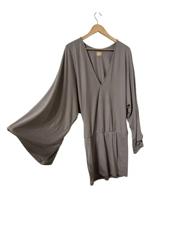 FREE PEOPLE Free-est Good Feels Gray Wide Sleeve Mini Dress - Image 4