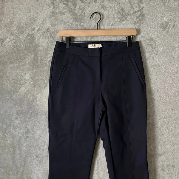 Tory Burch Cotton Mid Rise‎ Straight Leg Ankle Pants Navy Blue 6 Career Office - Image 2