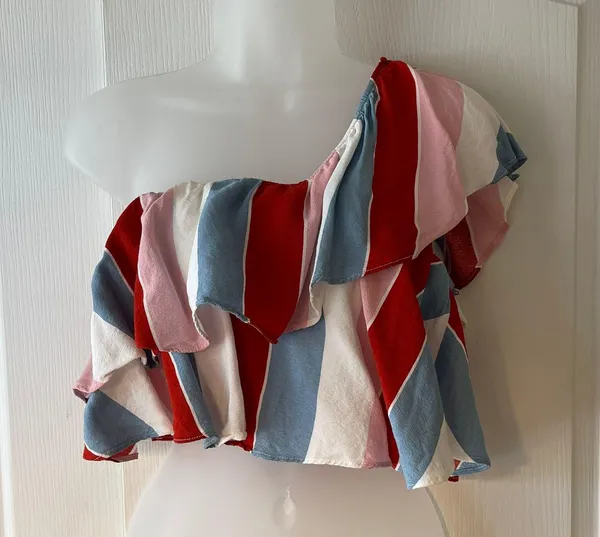 Stripe  One Shoulder Top - Image 4
