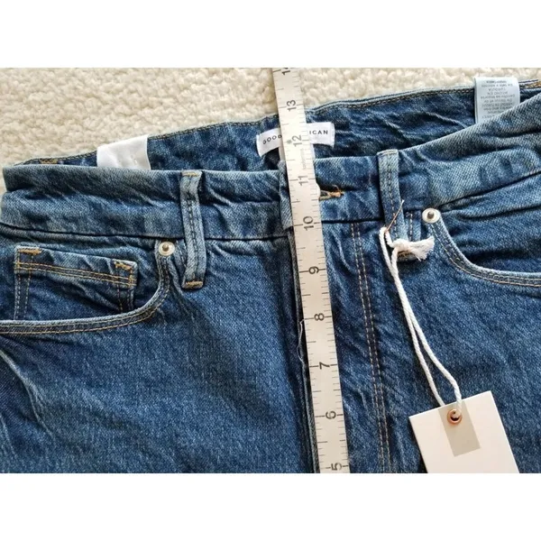 Good American Good Classic Skinnyish Fit Raw Hem Blue Hi-Rise Jeans Sz 6/28 - Image 9