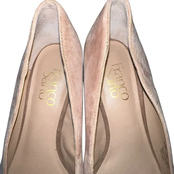 Franco Sarto Guliana Suede Leather Pumps Women's Size 6.5 Tan‎ Chunky Heel Shoes - Image 9