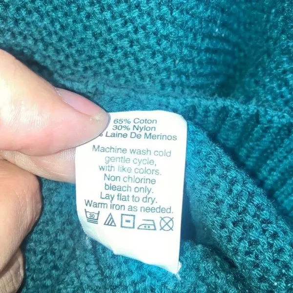 J. Crew Merino Wool Blend Textured Scoop Neck Knit Sweater Teal Medium #777 - Image 7