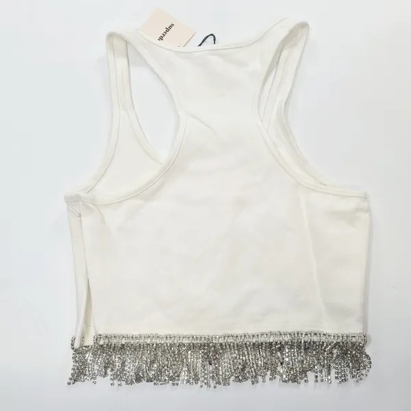Superdown Madison Rhinestone Tank in White XS - Image 9