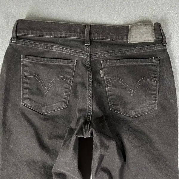 Levis 505 Womens 29‎ Straight Black Denim Jeans Flat Front 5 Pocket Design - Image 12