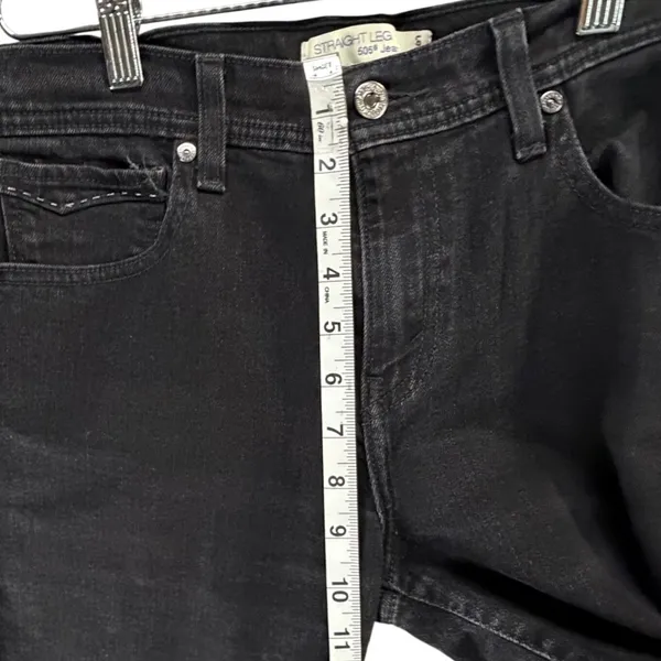 Levis 505 Straight Leg Jeans Womens 10 Long Black‎ Mid Stretch Classic Timeless - Image 6