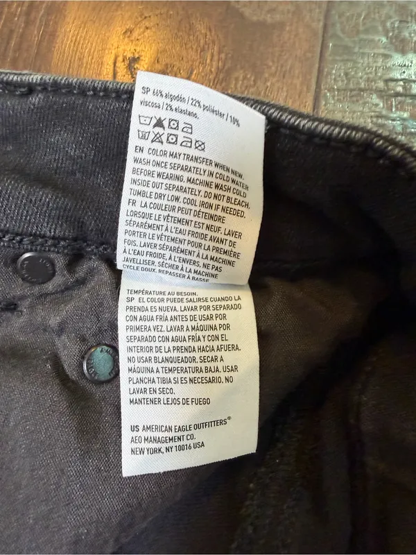 American Eagle High Rise Flare Jeans 6 Regular Black Stretch Button Fly - Image 7
