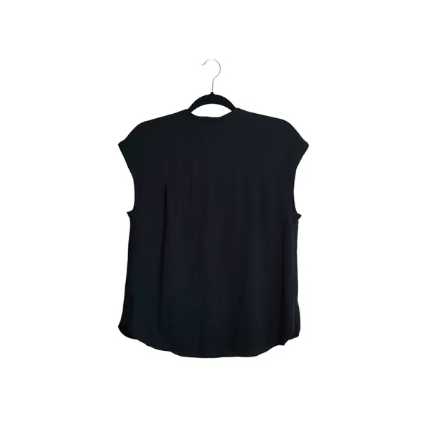 J. Crew Keyhole Neck Cap Sleeve Blouse Black Round Neck - Image 5