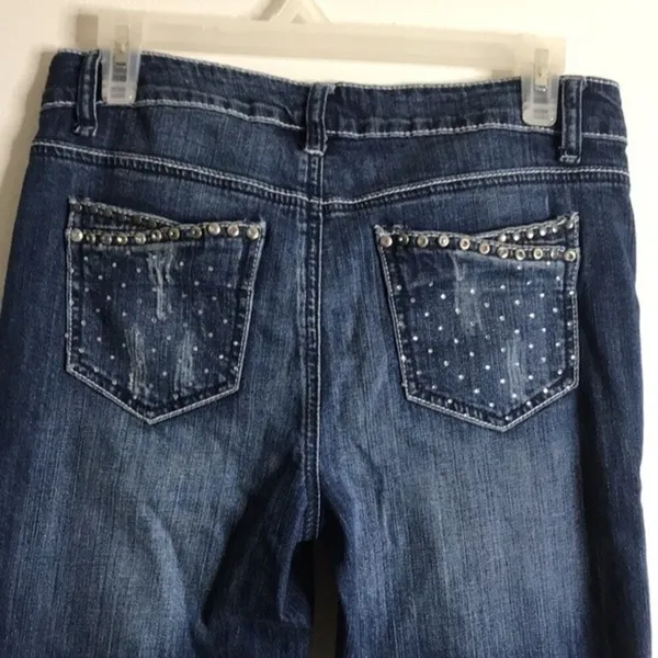 Cache Boot Cut With gem Embellishment Beads distressed jeans‎ size 6 - Image 12