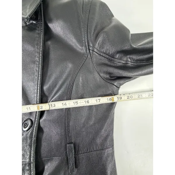 Pelle Studio Wilsons Leather Black Double Breasted Pea Coat Thinsulate Small - Image 5