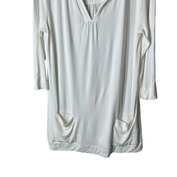 Soft Surroundings White‎ Tunic Top 3/4 Sleeve Pockets Casual - Image 3