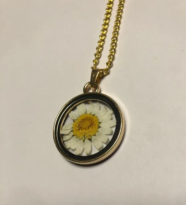 Press Flower Pendant Necklace Multi - Image 2