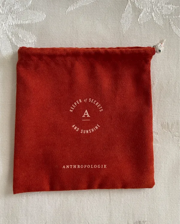 Anthropologie Jewelry Dust Gift Bag Drawstring Faux Suede 5" Secrets Sunshine - Image 2
