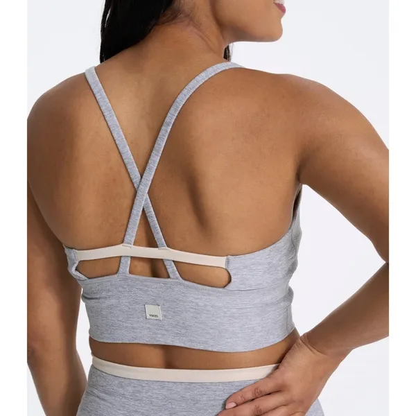 Vuori Ribbed Cropped Tank Top Sports Bra‎ Light Grey Performance Women's S - Image 2