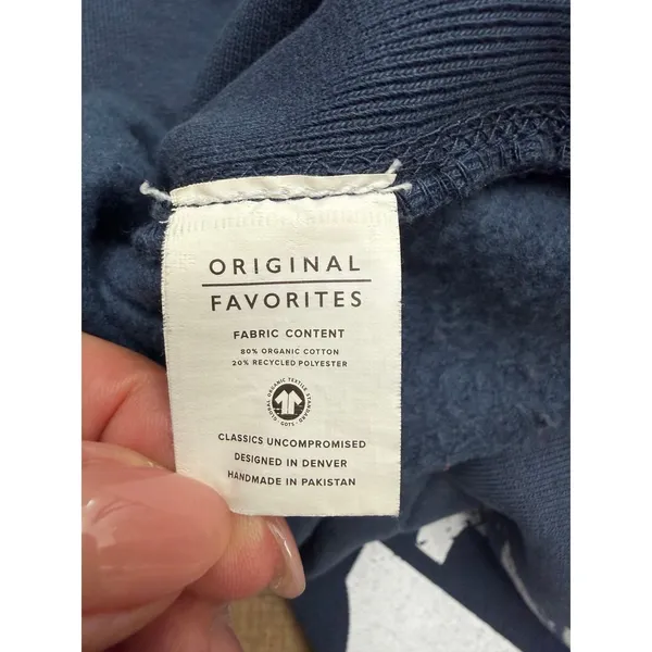 RAKS Runner Cropped Hoodie Women's Medium‎ Blue Raw Hem Graphic Sweatshirt - Image 7