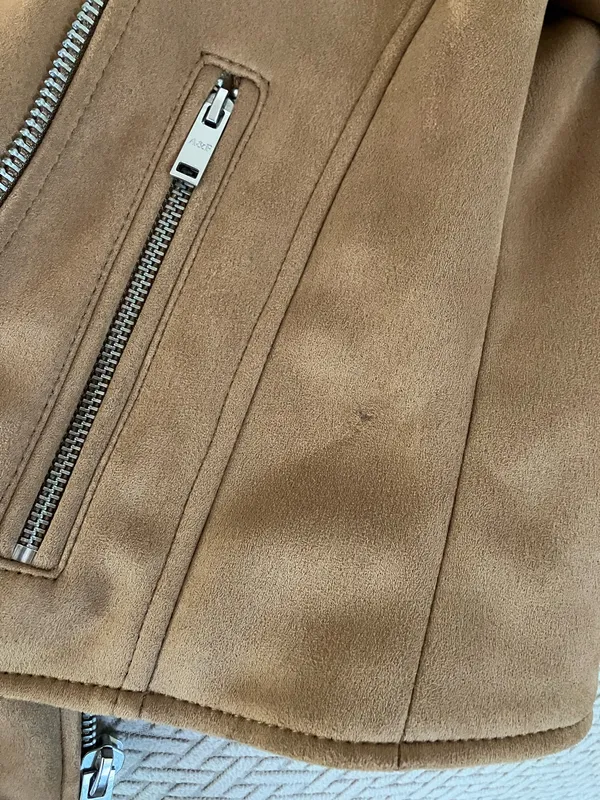 NWT Abercrombie & Fitch Women's Tan Suede Moto Jacket - Image 4