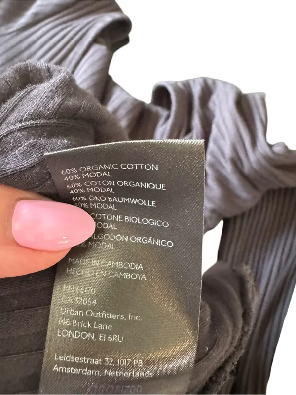 Anthropologie - Black Ribbed Snap Front Long Sleeve Top Organic Cotton Sz M - Image 7