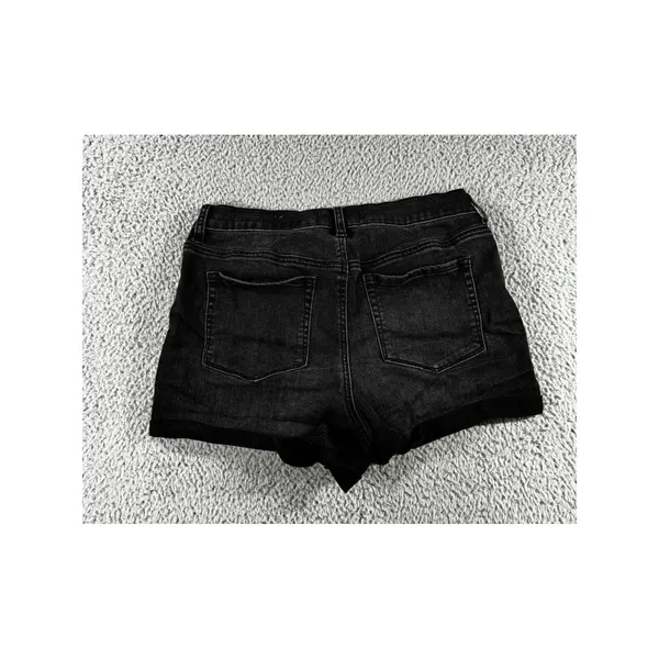 PacSun Denim Shorts Women 30 Black Shortie Faded Stretch Rolled Hem Boho Western - Image 2