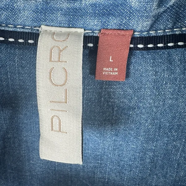 Anthropologie Pilcro Puff Long Sleeve Denim Button Up Front Shirt Womens Large - Image 6