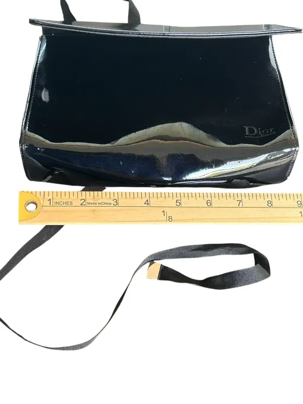 Dior Beaute Black Patent Leather Cosmetic Pouch Parfum Clutch - Image 7