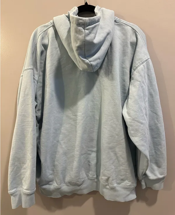 John Galt Oversized Full Zip Hoodie Light Blue - Image 2