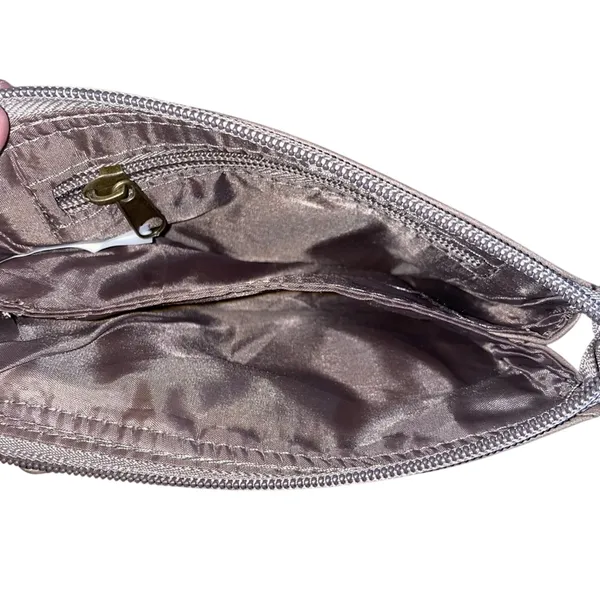 Zippered Faux Leather Wallet Clutch Wristlet‎ Cappacino - Image 3