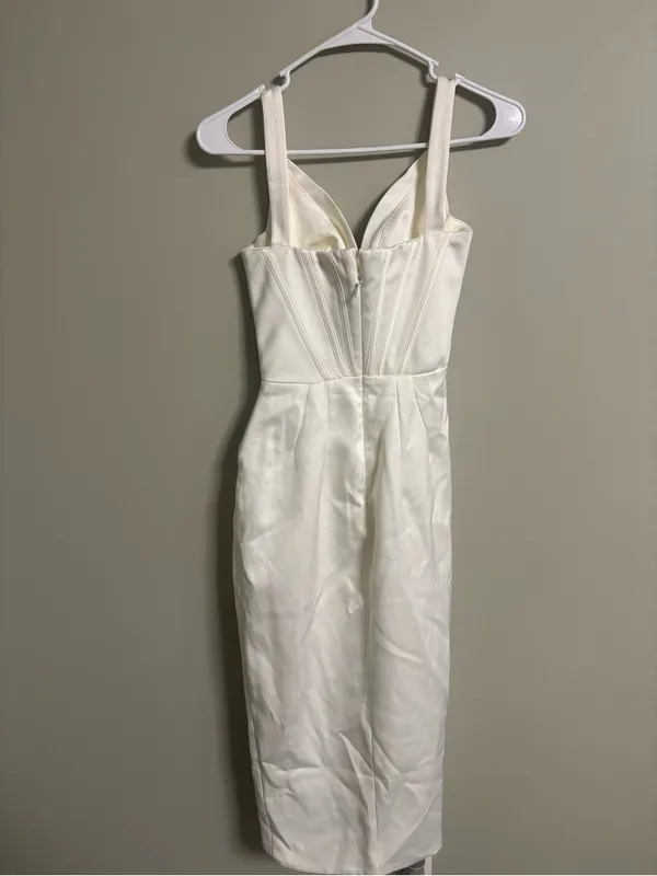 House Of CB Faye Ivory Satin Corset Midi Dress Size XS 0-2 New Sexy Thigh Split - Image 3