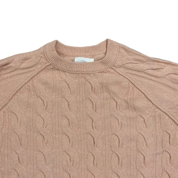 Aerie Unreal Cable Knit‎ Sweater Womens XL Pink Crewneck Pullover Casual Soft - Image 2