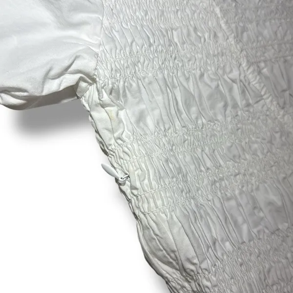 Ganni Smocked Poplin Midi‎ Dress in White Organic Cotton - Image 8