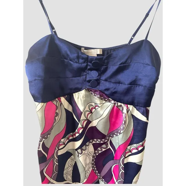 Vintage Y2K Charlotte Russe Cami Women Satin Babydoll Retro Size M Navy Side Zip - Image 2