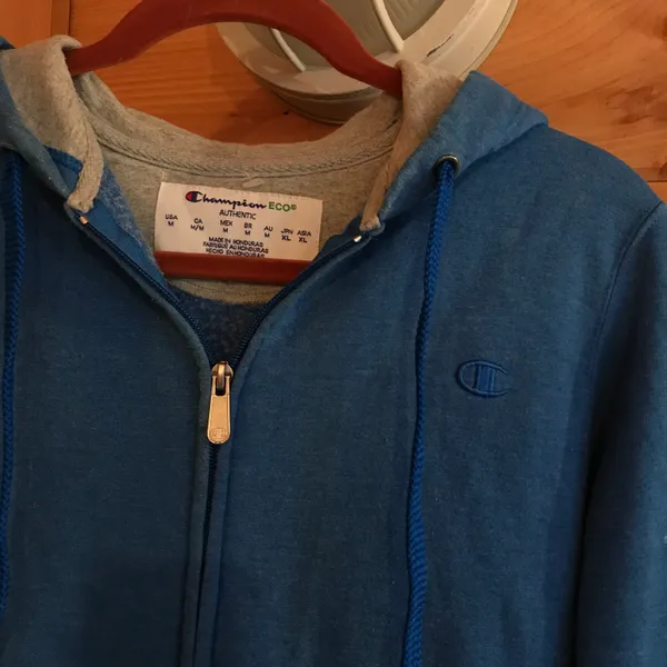 Champion CLOSET ESSENTIAL BLUE ZIP UP SWEATSHIRT HOODIE TOP - Image 2