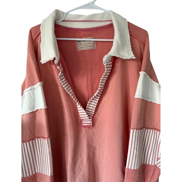 Free People We The Free Clean‎ Prep Polo Pink/Rose Women's Size Medium - Image 3