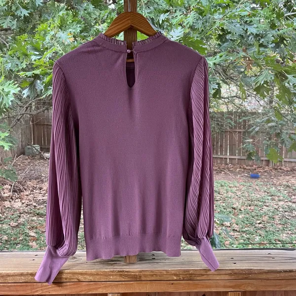 Sioni Women's Milano Sweater Pleated Bishop Sleeves Purple Size L - Image 2
