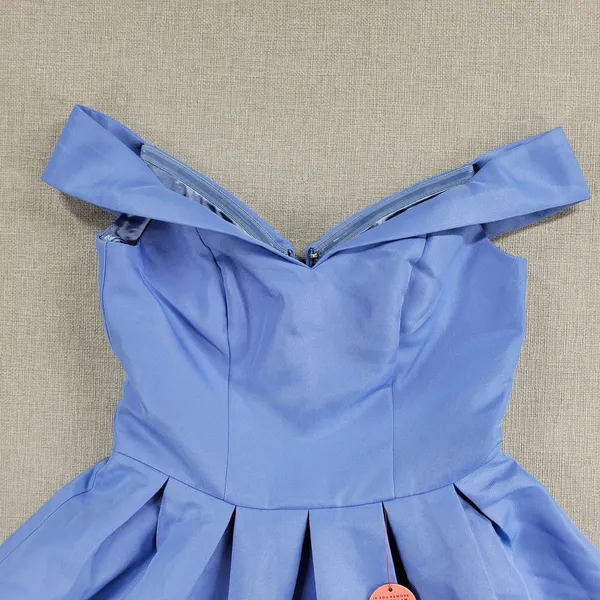 Chi Chi London Womens Marlie Dress Size 8 Blue Off-shoulder Cocktail NEW - Image 5