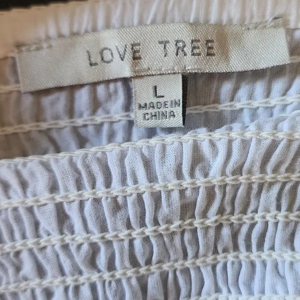 Love Tree Milkmaid 100%‎ Cotton Crop Top White Eyelet Lace Corset Tie Front L - Image 4