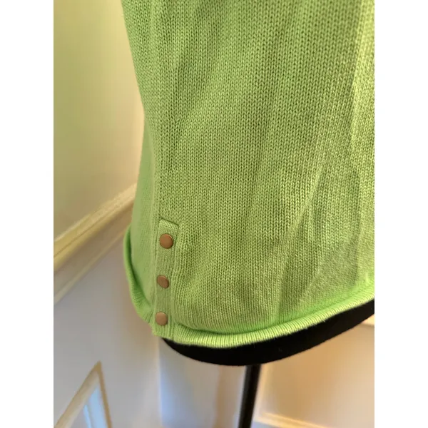 Vintage 90s Jeanne Pierre Asymmetrical Button Cotton Knit Tank Top Apple Green - Image 3