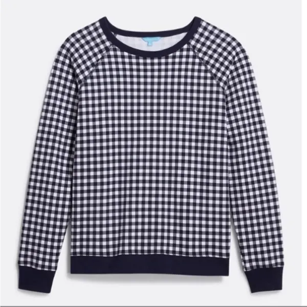 Draper James Natalie Gingham Check Long Sleeve Round Neck Top Sweatshirt 1x - Image 5