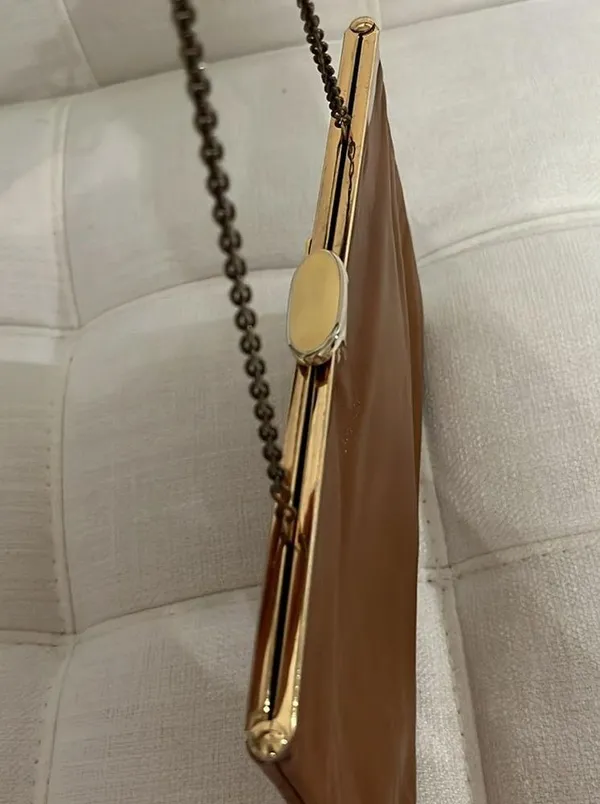 Vintage brown clutch is a beautiful clutch with minor signs of use. - Image 3