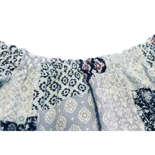 Dainty Hooligan Blue Patchwork Print Off Shoulder Crop Top‎ Boho Festival Small - Image 7